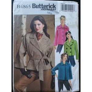 Butterick Misses Jacket And Belt Pattern B4865 Size XS-S-M